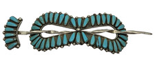 Vintage Navajo Large Hair Slide Barrette Turquoise Nickel Silver 4.75"