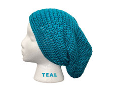 Teal Handmade Crochet Slouchy Beanie, New Never Worn