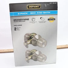 (2-Pk) Defiant Brandywine Bed And Bath Door Knob Stainless Steel 1007769037
