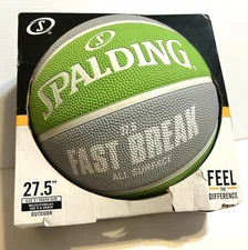 SPALDING FAST BREAK 27.5” Basketball Indoor Outdoor Mid Size 5 New GREEN