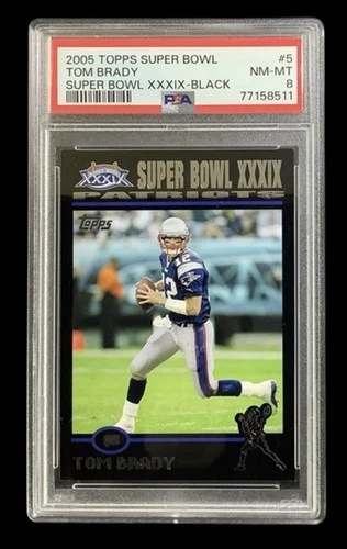 2005 topps #5 tom brady; black /199 super bowl edition PSA 8  TOUGH TB12 INSERT