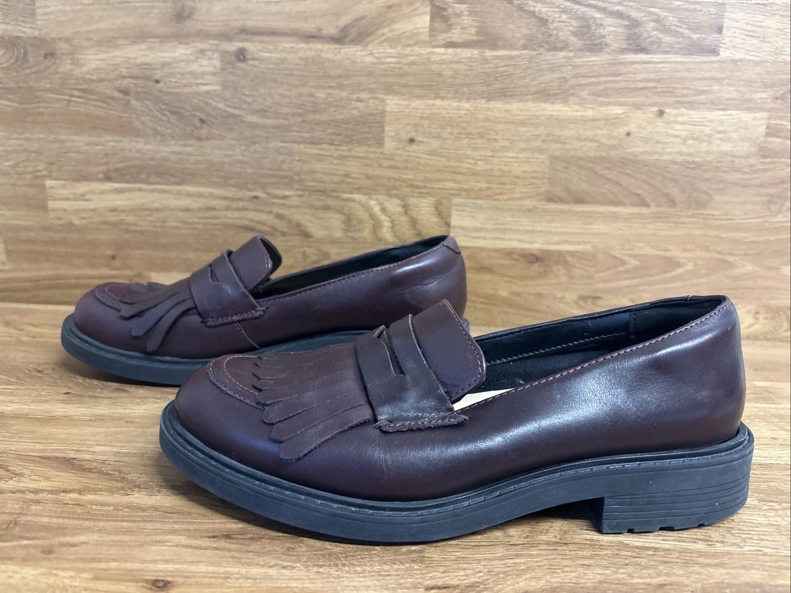 Clarks Orinoco 2 mocassini donna scarpe in pelle marrone taglia 5 D UK