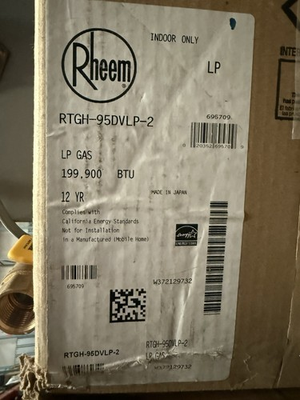 #ad Rheem Tankless Water Heater RTGH 95DVLP 2 Liquid Propane Gas 199k BTU $300.00