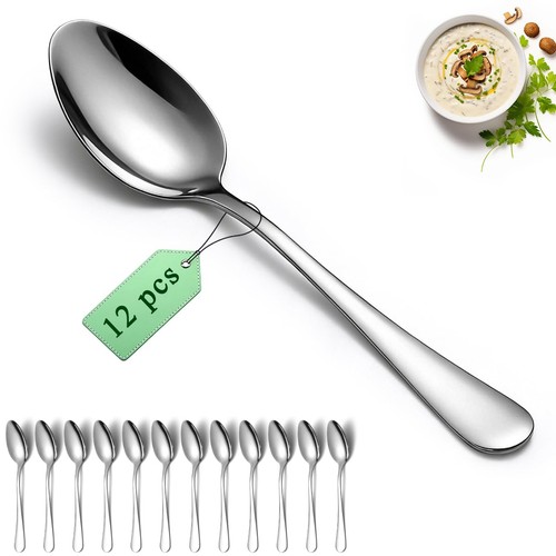 Dinner Spoons Set 12pcs, 18.7cm Soup Spoon Berglander Food Grade Stainless