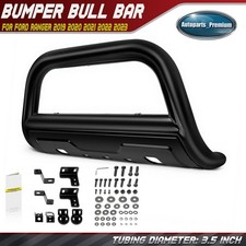 3.5 Black Carbon Steel Bull Bar Grille Guard Wskid Plate For Ford Ranger 19-23