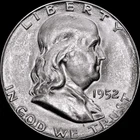 1952-S Franklin Half Dollar UNC, S Over S, Dusty tone, Nice Lines, As Shown  516