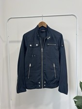 DIESEL VINTAGE Y2K BIKER STYLE MULTI ZIP NYLON BLUE JACKET SIZE S