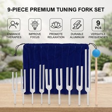 Tuning Fork Set 9 Pieces Aluminum Alloy Vibration Fork For Meditation Cognitiv