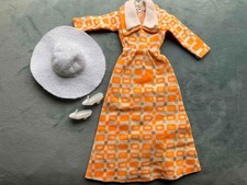 Vintage Barbie Outfit Petra Plasty 1974 5839 vestito + cappello, scarpe