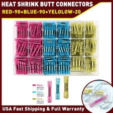 200X Heat Shrink Butt Splice Wire Connector Insulated Crimp Terminals Waterproof