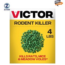 Victor Rat Poisoning for Inside  Outside Use - Kills Rats, Mice, 4 lb, Green...