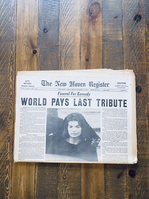 ORIGINAL NEW HAVEN REGISTER NEWSPAPER NOVEMBER 25, 1963 KENNEDY
