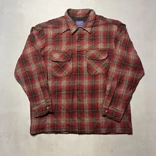Pendleton Board Shirt Wool Loop Collar Plaid Flannel Button Up Large