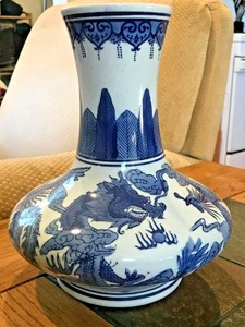 Chinese Antique Blue and White Hand Painted Porcelain? Vase Unusual Mark