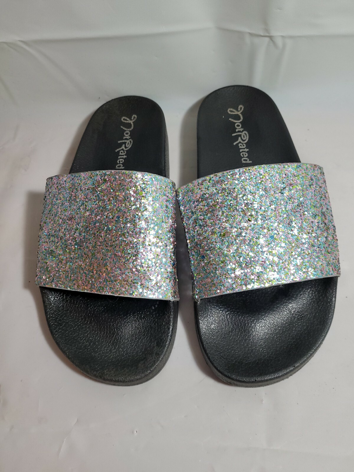 Silver Glitter Sparkle Not Rated Slides size 9 NICE | eBay