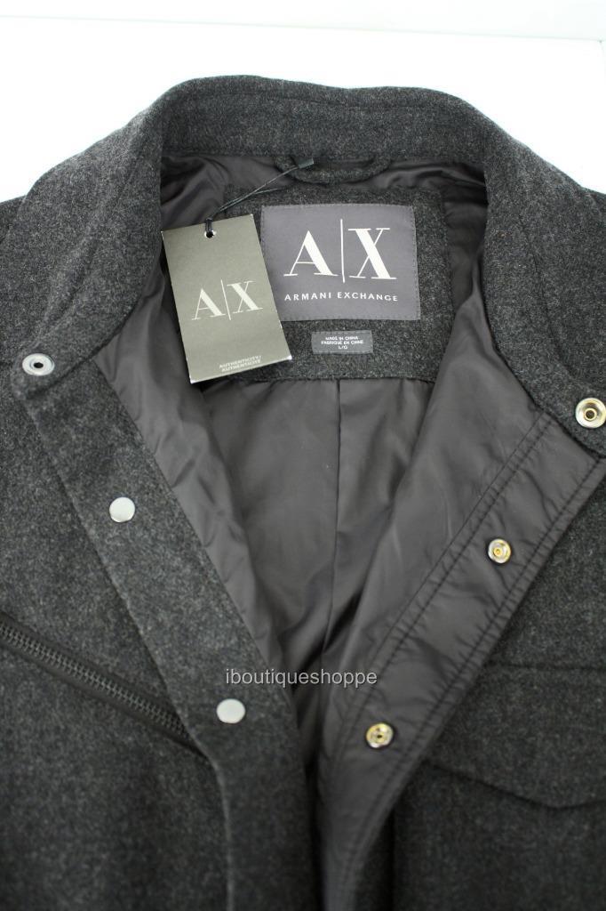 Armani Exchange A|X Mens Snap Front Collared Wool Logo Jacket Zip