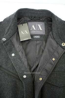ジャケット・アウター Armani exchange double zip wool jacket Armani Exchange A|X Mens Snap Front Collared Wool Logo Jacket Zip