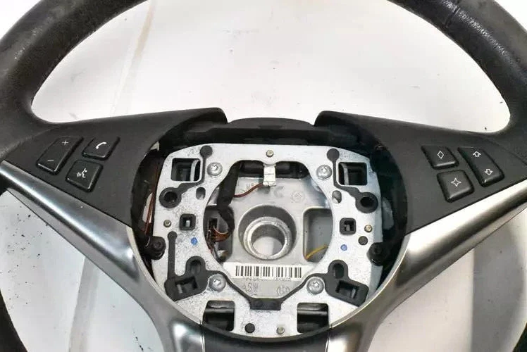 06-10 BMW 530i 525i 3 Spoke Steering Wheel w/ Control Switches Black OEM - Image 2 of 4