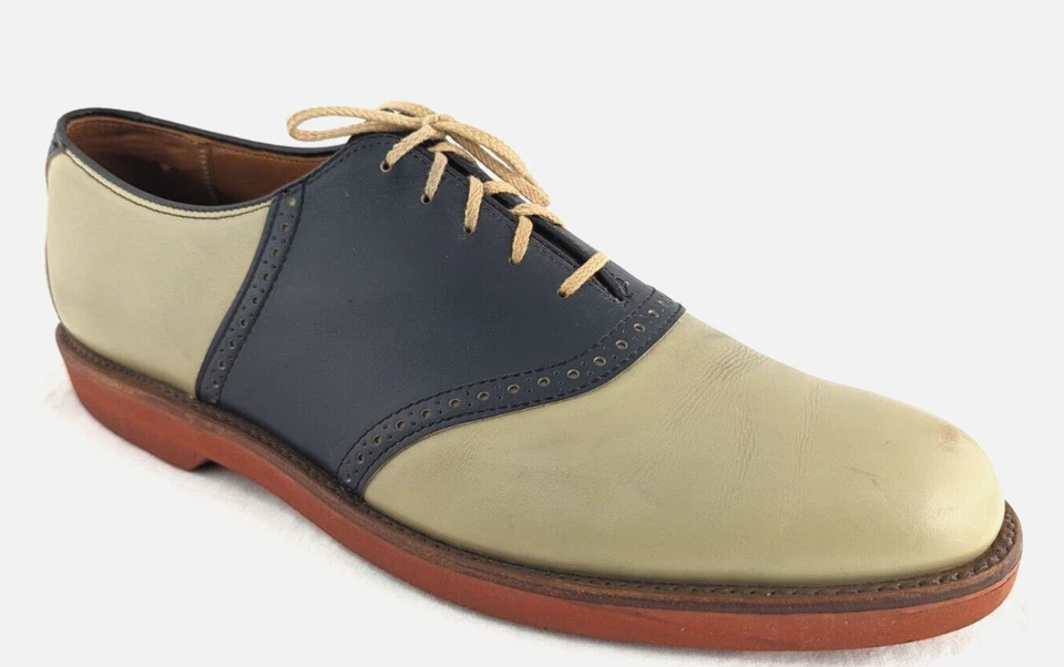 Oxford de dos tonos de colección COLE HAAN para hombre beige azul marino hecho en EE. UU. ~ EE. UU. 14 B/AA ¡EN MUY BUEN ESTADO! *