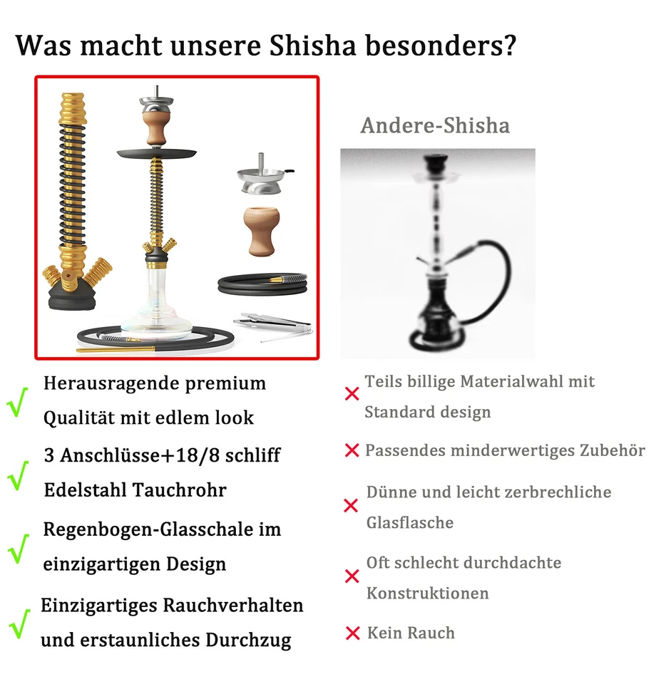 RMAN Shisha Set Wasserpfeife 66cm Aluminium mit Hookah Schläuchen Molassefänger - Bild 2 von 3