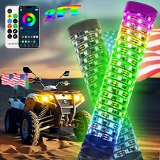 2FT Fat LED Whip APP Control Antena RGB Quick Release Whip Light for UTV ATV RZR
