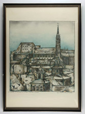 Brigitta Heyduck St. Lorenz Burg Nürnberg Farblitho signiert datiert 1976