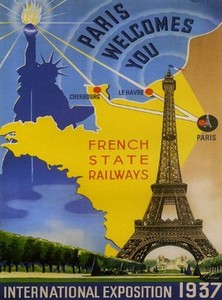 Paris France Eiffel Tower 1937 Welcome You Travel Vintage Poster Repo Free S H Ebay