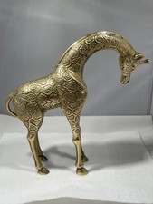 Brass Giraffe Statue  MidCentury Safari Animal Figurine Retro Jungle Home Decor