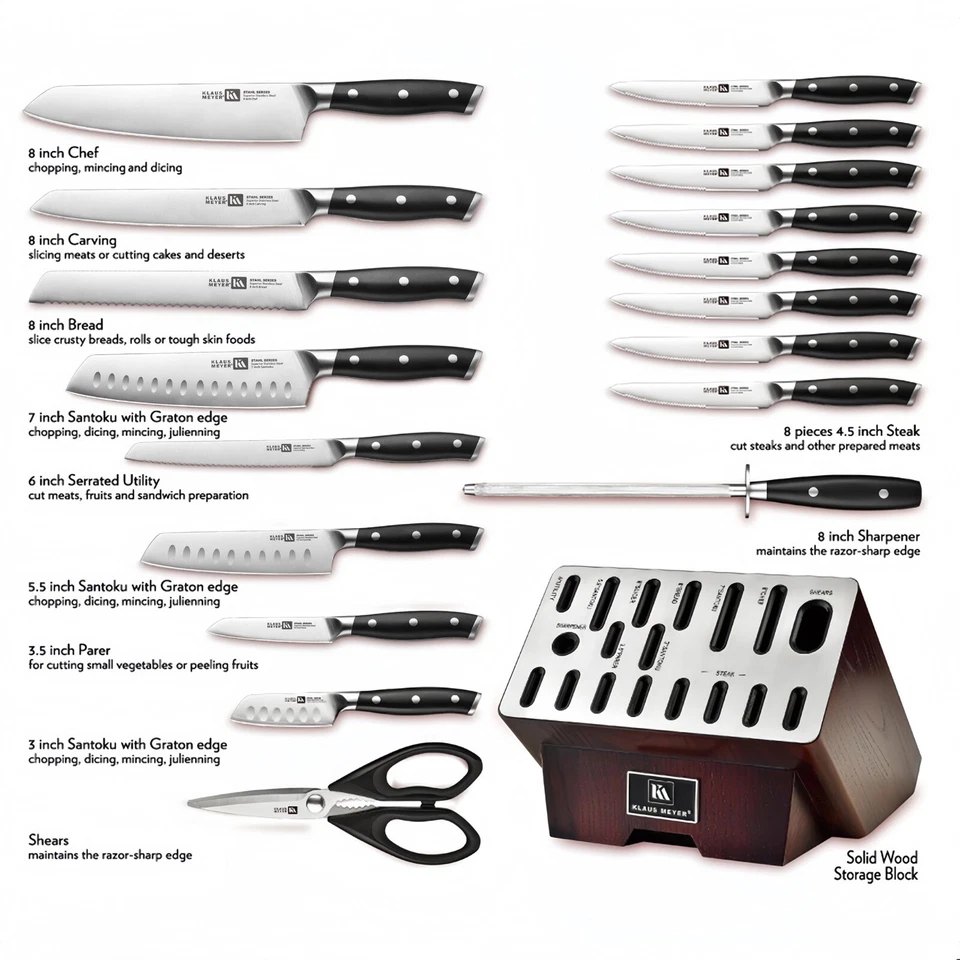 Klaus Meyer Stahl High Carbon Steel 19 Piece Knife Block Set - Image 2 of 4