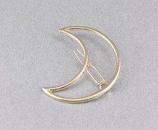 Gold moon barrette crescent outline shape metal hair clip lunar phase