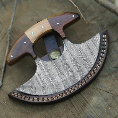 SHARDBLADE Alaskan Ulu Knife W/Sheath, HAND FORGED 5.8'' Damascus Steel Pizza Cut