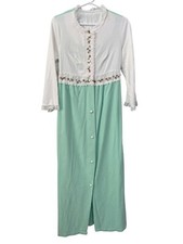 Vintage 1970s Embroidered Nightgown Large Lace Trim Pearl Buttons Fairy Dreamy