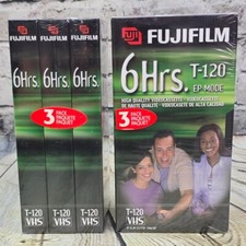 6 VHS Fuji T-120 VCR Blank Tapes Six Hour High Quality 2 3 Packs - NEW Sealed