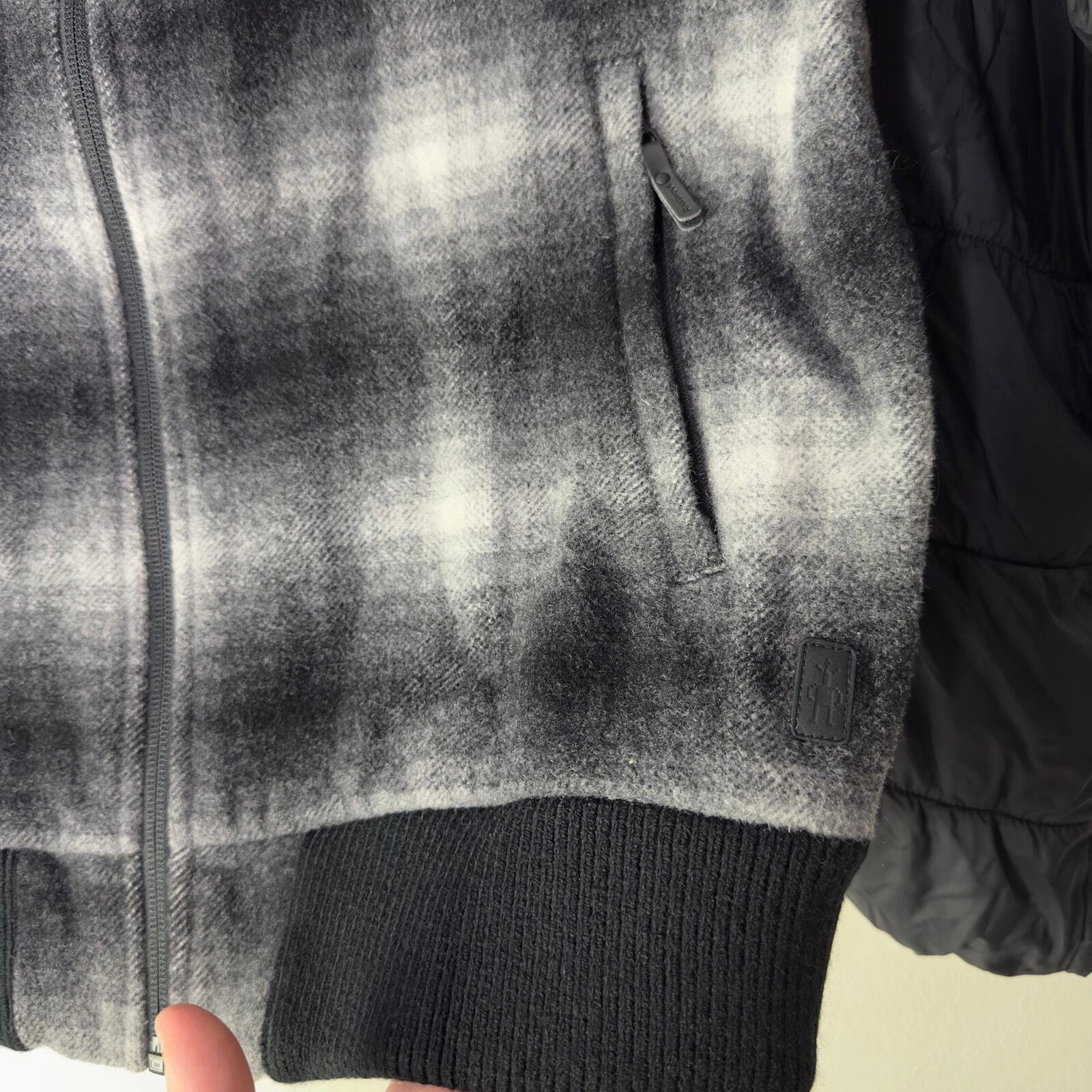 smartwool ibera bomber plaid full zip wool euc jacket
