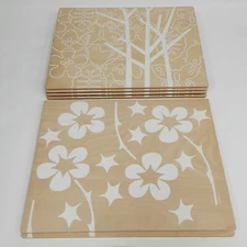 notNeutral Wood Placemats (6)~ Woodstock Boho Hippie Flower Power ~ Saks 5th Ave