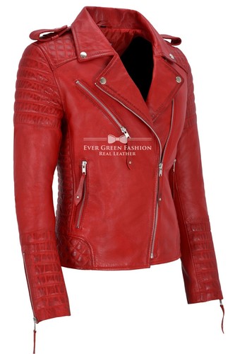 Ladies Leather Jacket Classic Biker Style 100% REAL NAPA LEATHER 2260 - Picture 12 of 30