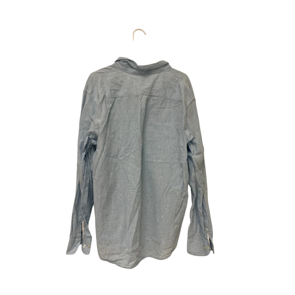 Penguin Button Down Shirt Mens 2XL Light Blue Casual Long Sleeve Linen Blend - Image 2 of 4