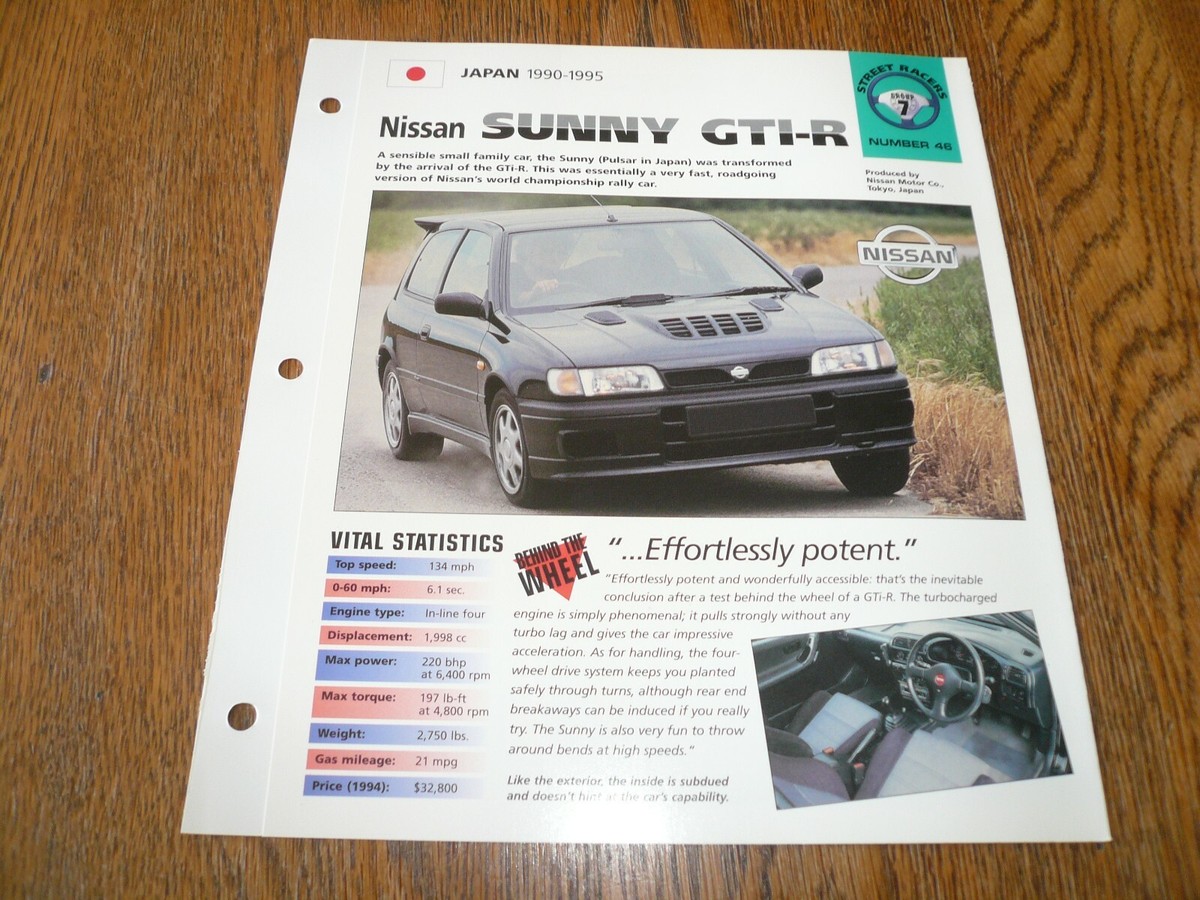 1993 Nissan Sunny GTi-R UNIQUE IMP BROCHURE | eBay