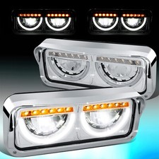 Para Freightliner Kenworth 1981-2019 LED DRL Señal Faro Lámpara Carcasa Cromada
