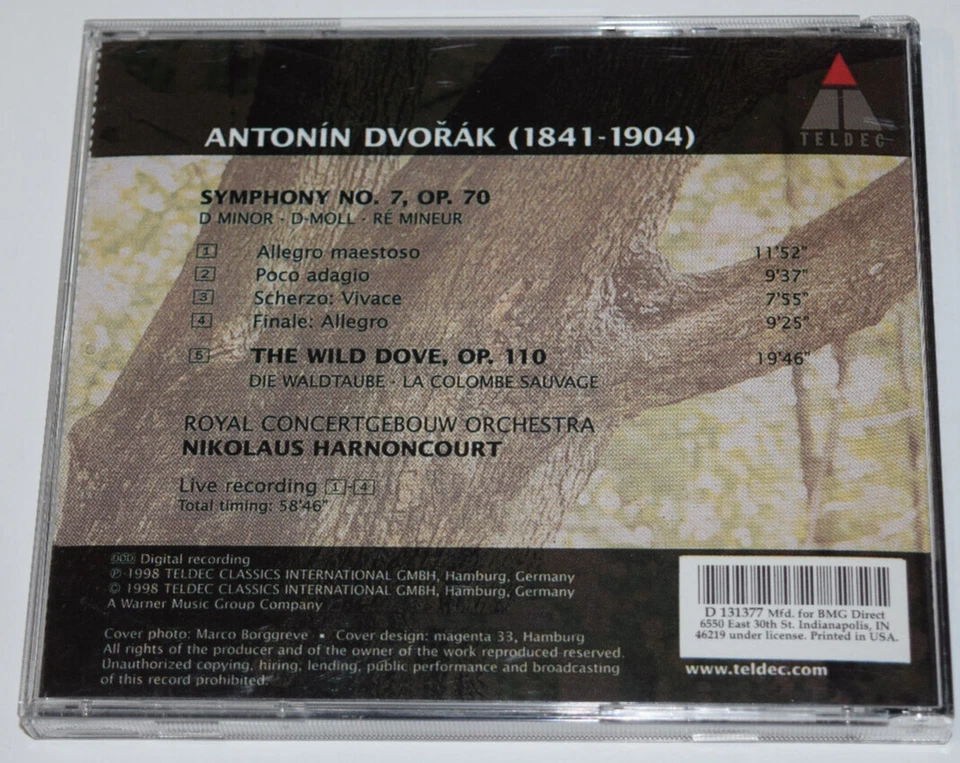 Dvorak Symphony No.7 The Wild Dove НИКОЛАУС ХАРНОНКУР Оригинальный Teldec CD 1998 - Изображение 3 из 4