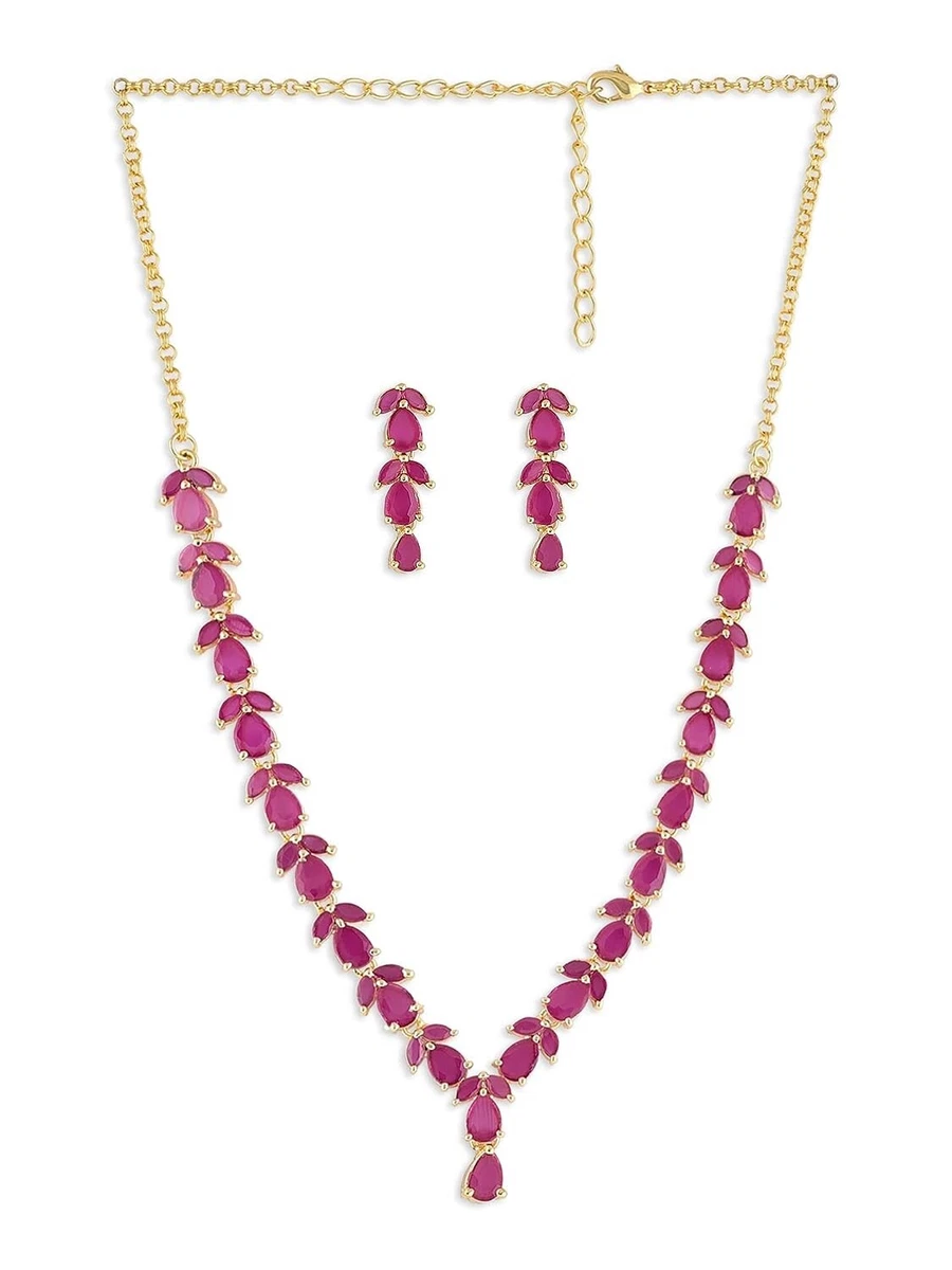 Delicate Ruby Necklace Set For Women ZPFK6110