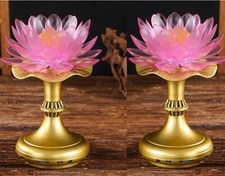 1pairs 17.5cm Lotus Lamp Colorful Household Buddha Lamp Buddhism Guanyin Light