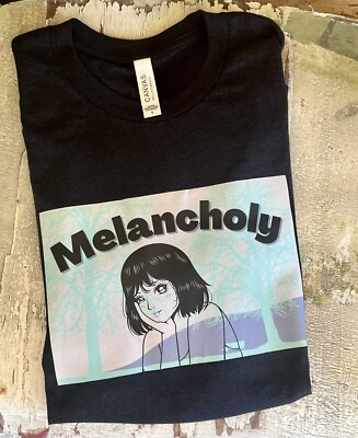 Melancholy Girl Anime T-shirt Aesthetic Unique Handmade  Christmas Gift  