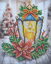 Christmas Lantern Bead Embroidery kit Xmas Holiday beaded cross stitch kit