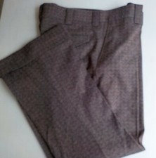 VTG. FARAH Made in USA Print Flat Front Cuffed Pants SZ 38X30 Burgundy/Gray