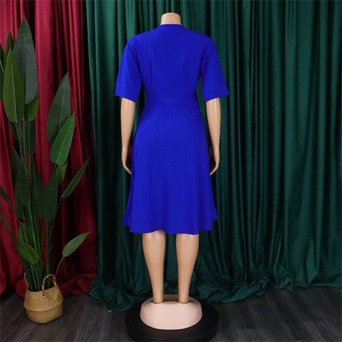 Fashion Pleated Summer Skirt Dress Waist V-neck Women's Clothing Mid-Length - Picture 14 of 36