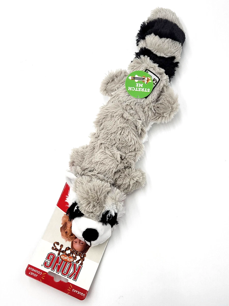 KONG Scrunch Knots Raccoon MEDIUM LARGE Squeaky Plush No Stuff Rope Dog Toy