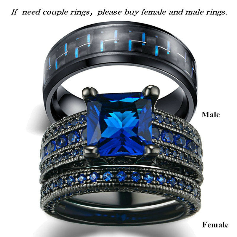 Couple Rings White Gold Filled Titanium Steel Mens Band CZ Womens Wedding  Rings | eBay