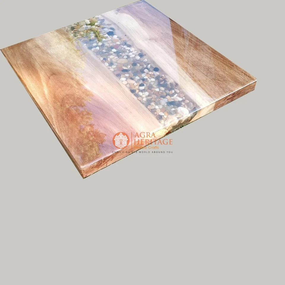 Clear Epoxy Resin Top Dining Table, Handmade Furniture, Luxury Furniture Tables - Image 2 of 3