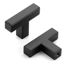20-Pack Single Hole Black Cabinet Pulls Stainless Steel Square T-Bar Knobs